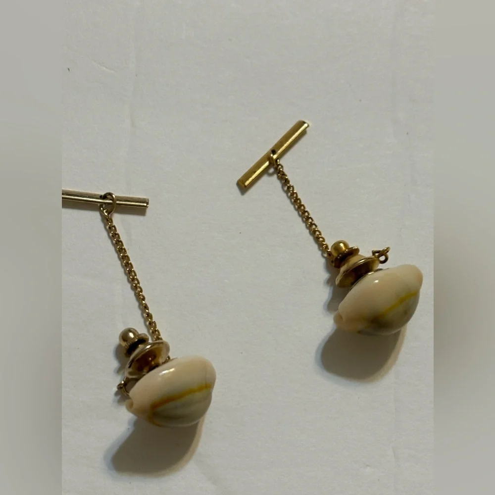 Vintage Cowrie Shell Cuff Links